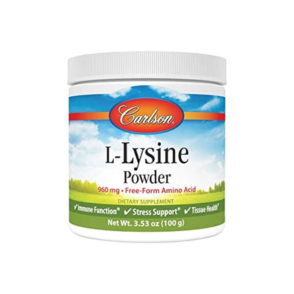Carlson L-Lysin-Pulver, freie Aminosäure, 960 mg, unterstützt gesundes Gewebe & Muskelentwicklung, 100 g