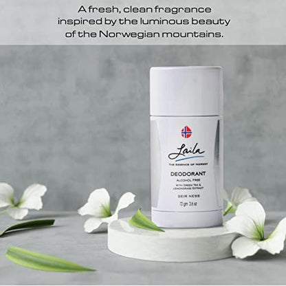 Geir Ness Laila Deodorant – mit grünem Tee und Lemongras-Extrakten – alkohol- und aluminiumfrei – lang anhaltender, frischer und sauberer Duft