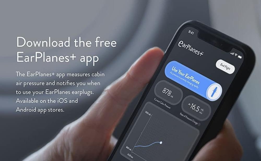 EarPlanes Plus (1 Paar) – Silikon-Ohrstöpsel für Flugreisen, Transparent