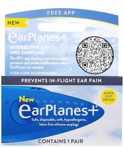 EarPlanes Plus (1 Paar) – Silikon-Ohrstöpsel für Flugreisen, Transparent