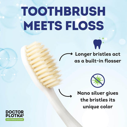 MOUTHWATCHERS Soft Flossing Manual Zahnbürste für Erwachsene, Blau, Ultra Clean, Geeignet für empfindliche Zähne und Zahnfleisch