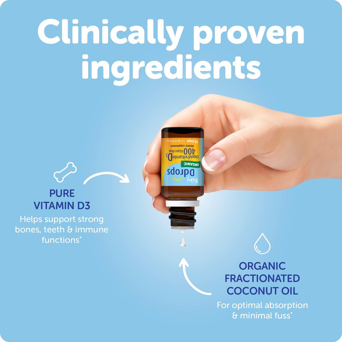 Ddrops Baby 400 IE Vitamin D Tropfen – 90 Tropfen (2,5 ml) für Säuglinge & Kleinkinder