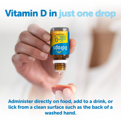 Ddrops Vitamin D3 1000 IE 180 Tropfen – Flüssiges Vitamin D für Knochen & Immunsystem – Ohne große Kapseln, ohne Konservierungsstoffe, Non-GMO, Allergikerfreundlich