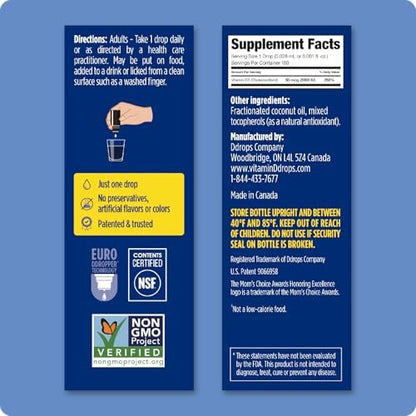 Ddrops Erwachsene 2000 IE 180 Tropfen – Flüssiges Vitamin D3 Präparat für starke Knochen & Immunsystem