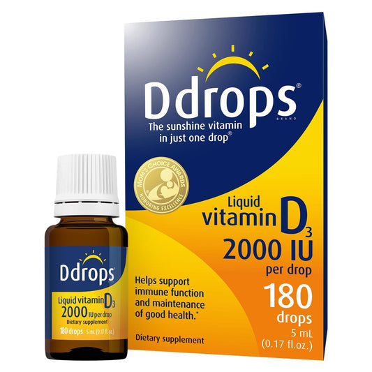 Ddrops Erwachsene 2000 IE 180 Tropfen – Flüssiges Vitamin D3 Präparat für starke Knochen & Immunsystem