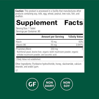 Standard Process B6-Niacinamid – Unterstützt Energie-Stoffwechsel & Herzgesundheit – Fördert Verdauungs- & Blutkreislaufsysteme – Glutenfrei, laktosefrei & sojafrei – 90 Tabletten (90 Portionen)