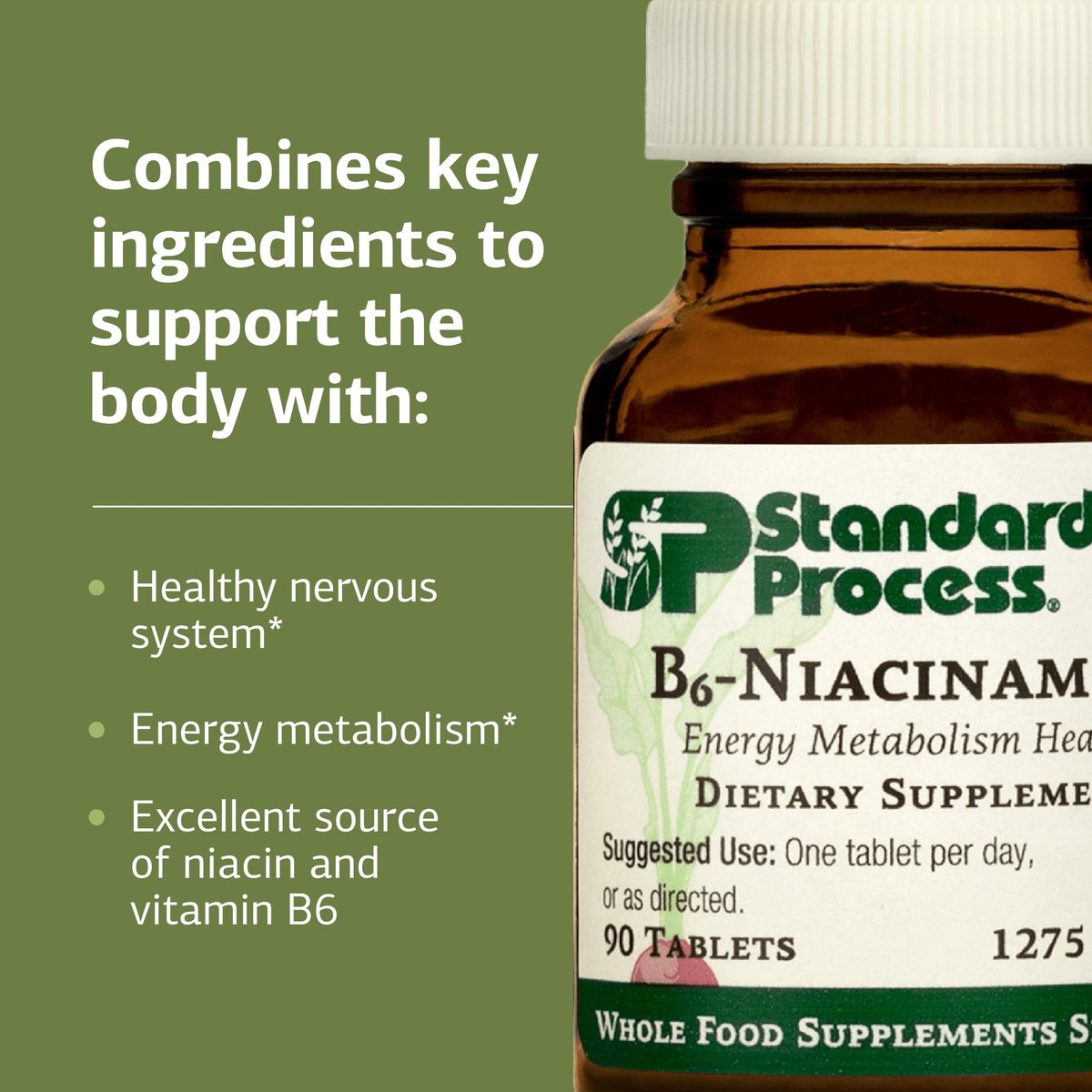 Standard Process B6-Niacinamid – Unterstützt Energie-Stoffwechsel & Herzgesundheit – Fördert Verdauungs- & Blutkreislaufsysteme – Glutenfrei, laktosefrei & sojafrei – 90 Tabletten (90 Portionen)