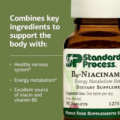 Standard Process B6-Niacinamid – Unterstützt Energie-Stoffwechsel & Herzgesundheit – Fördert Verdauungs- & Blutkreislaufsysteme – Glutenfrei, laktosefrei & sojafrei – 90 Tabletten (90 Portionen)