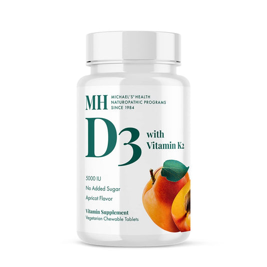Michael's Health Naturopathic Programs Vitamin D3 mit K2 - 90 Kautabletten - Aprikosen-Geschmack - Unterstützung für Skelett & Immunsystem - Ohne Zuckerzusatz - Vegetarisch & Koscher - 90 Portionen