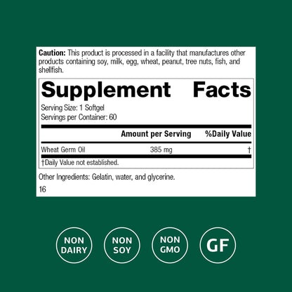 Standard Process Weizenkeimöl - Unterstützt Antioxidantienaktivität & Immunsystem - Fördert Bewegungsaktivität, Körpergesundheit & Zellfunktion - Glutenfrei, laktosefrei & sojafrei - 60 Softgels