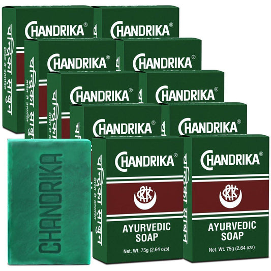 Chandrika Ayurvedische Kräuter- und Pflanzenölseife – 2,64 Unzen – 10er-Pack