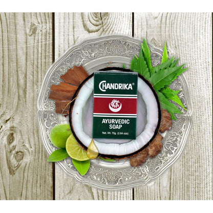 Chandrika Ayurvedische Kräuter- und Pflanzenölseife – 2,64 Unzen – 10er-Pack