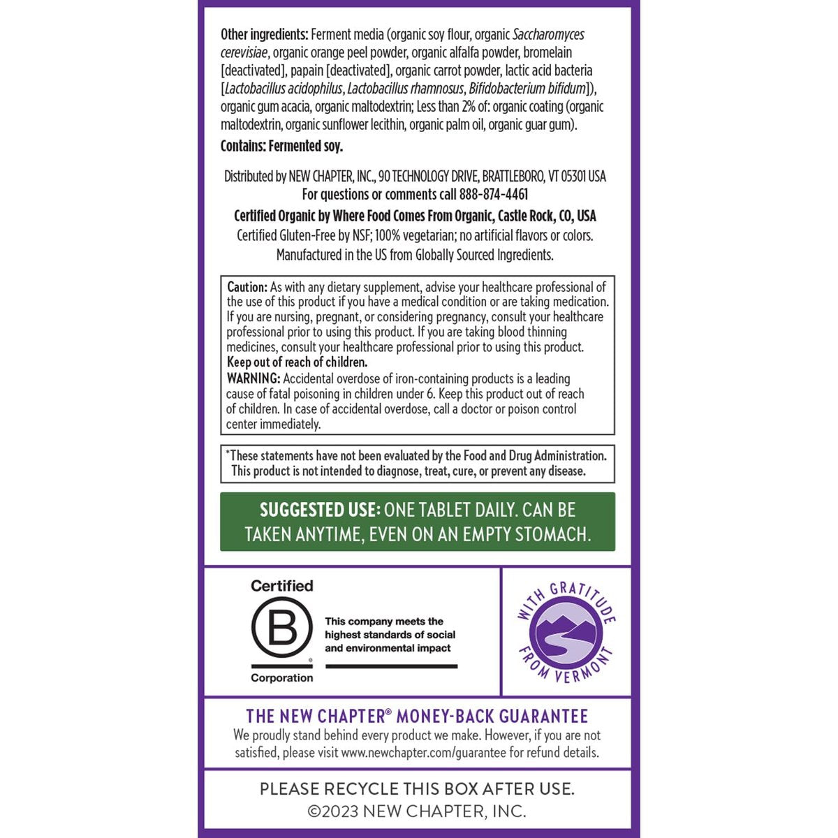 New Chapter Frauen Multivitamin – Eisen, B6, B12, Biotin für Haarwachstum, D3, Vitamin C, Zink für Immun- & Stressunterstützung, Sanft auf nüchternen Magen, 1 Tablette täglich, Nicht-GVO, Glutenfrei, 18+, 48 Tabletten