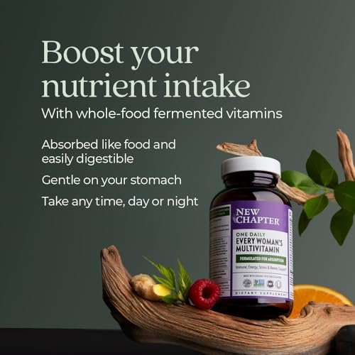 New Chapter Frauen Multivitamin – Eisen, B6, B12, Biotin für Haarwachstum, D3, Vitamin C, Zink für Immun- & Stressunterstützung, Sanft auf nüchternen Magen, 1 Tablette täglich, Nicht-GVO, Glutenfrei, 18+, 48 Tabletten