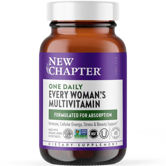 New Chapter Frauen Multivitamin – Eisen, B6, B12, Biotin für Haarwachstum, D3, Vitamin C, Zink für Immun- & Stressunterstützung, Sanft auf nüchternen Magen, 1 Tablette täglich, Nicht-GVO, Glutenfrei, 18+, 48 Tabletten