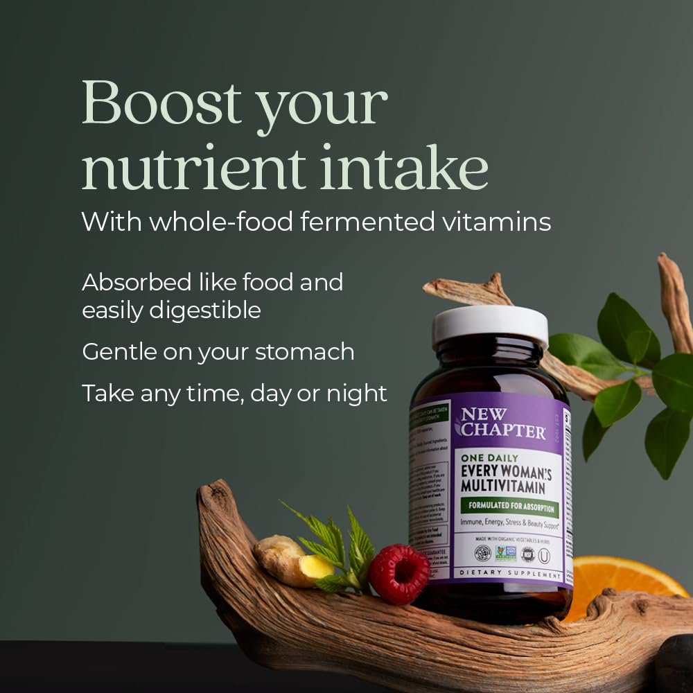 New Chapter Frauen Multivitamin – Eisen, B6, B12, Biotin für Haarwachstum, D3, Vitamin C, Zink für Immun- & Stressunterstützung, Sanft auf nüchternen Magen, 1 Tablette täglich, Nicht-GVO, Glutenfrei, 18+, 48 Tabletten