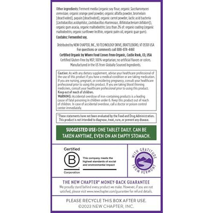 New Chapter Frauen Multivitamin – Eisen, B6, B12, Biotin für Haarwachstum, D3, Vitamin C, Zink für Immun- & Stressunterstützung, Sanft auf nüchternen Magen, 1 Tablette täglich, Nicht-GVO, Glutenfrei, 18+, 48 Tabletten