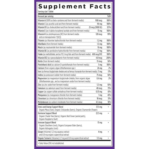 New Chapter Frauen Multivitamin – Eisen, B6, B12, Biotin für Haarwachstum, D3, Vitamin C, Zink für Immun- & Stressunterstützung, Sanft auf nüchternen Magen, 1 Tablette täglich, Nicht-GVO, Glutenfrei, 18+, 48 Tabletten