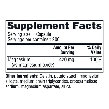 Twinlab Magnesium Kapseln – Hochabsorbierendes Magnesiumpräparat gegen Wadenkrämpfe, 420 mg, 200 Kapseln