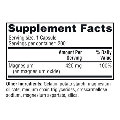 Twinlab Magnesium Kapseln – Hochabsorbierendes Magnesiumpräparat gegen Wadenkrämpfe, 420 mg, 200 Kapseln