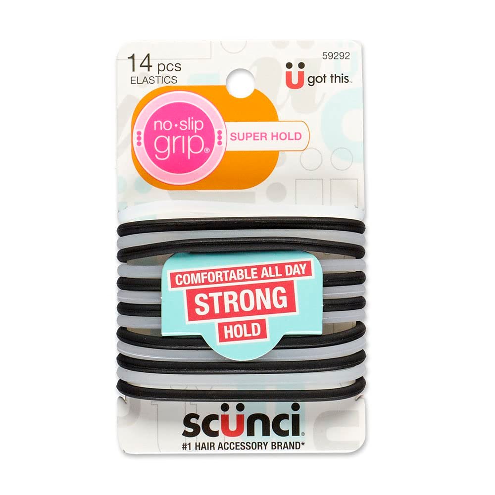 Scunci by Conair No-Slip Grip Super Hold Haargummis – 14er-Pack in verschiedenen Farben