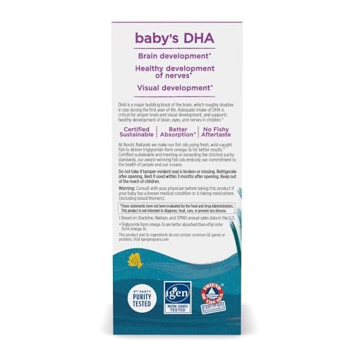 Nordic Naturals Baby’s DHA, ungewürzt - 2 oz - 1050 mg Omega-3 + 300 IE Vitamin D3 - Unterstützt Gehirn-, Seh- und Nervensystementwicklung bei Babys - Non-GMO - Portionen variieren