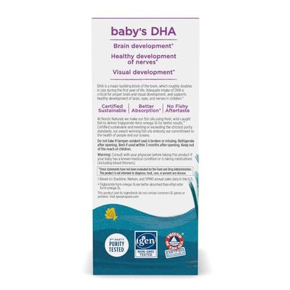 Nordic Naturals Baby’s DHA, ungewürzt - 2 oz - 1050 mg Omega-3 + 300 IE Vitamin D3 - Unterstützt Gehirn-, Seh- und Nervensystementwicklung bei Babys - Non-GMO - Portionen variieren