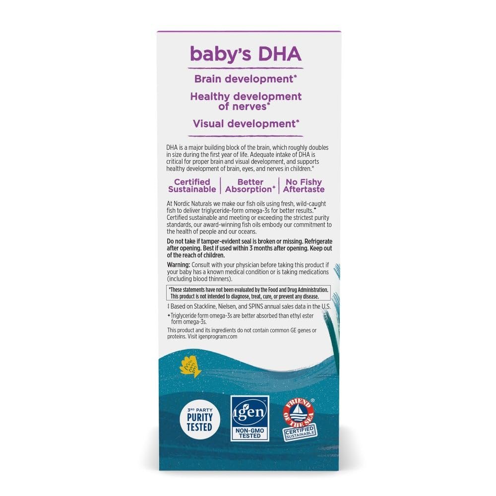 Nordic Naturals Baby’s DHA, ungewürzt - 2 oz - 1050 mg Omega-3 + 300 IE Vitamin D3 - Unterstützt Gehirn-, Seh- und Nervensystementwicklung bei Babys - Non-GMO - Portionen variieren