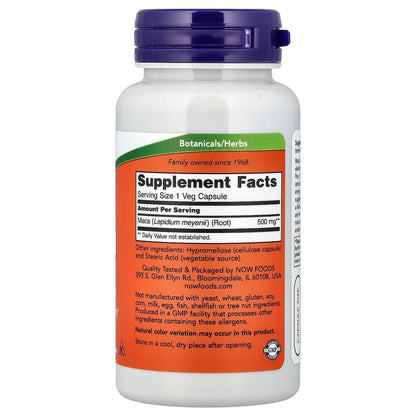 NOW Foods Maca 500 mg – 100 vegane Kapseln für Männer und Frauen zur Unterstützung der reproduktiven Gesundheit