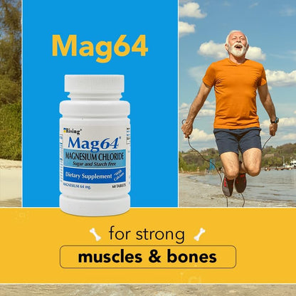 Rising Pharma Mag64 Magnesiumchlorid mit Calcium Tabletten - 60 Stück