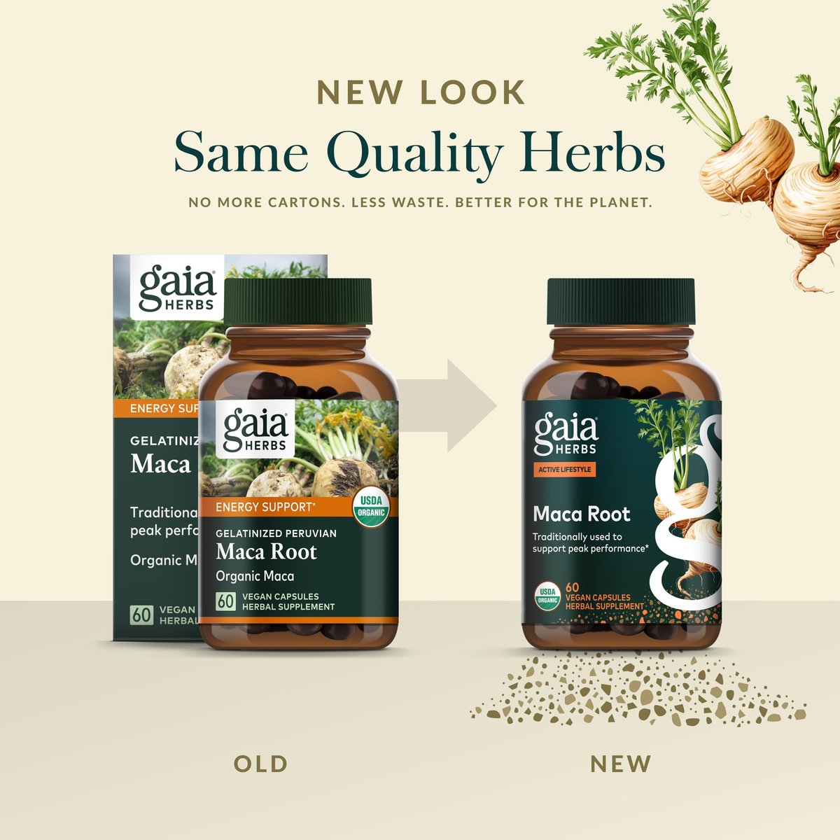 Gaia Herbs Maca Root – Koffeinfreies Energiepräparat – Traditionell zur Unterstützung von Energie und Ausdauer* – Aus Bio-Maca-Wurzel (Lepidium meyenii) – 60 vegane Kapseln (60 Portionen)