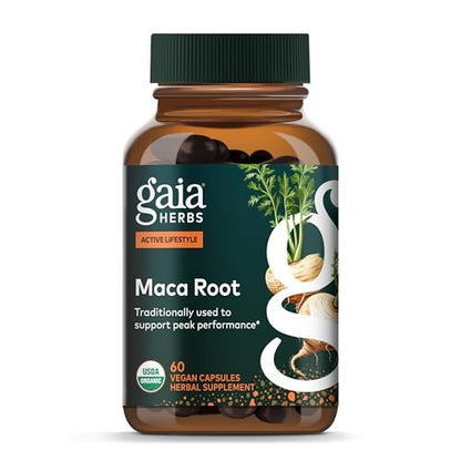 Gaia Herbs Maca Root – Koffeinfreies Energiepräparat – Traditionell zur Unterstützung von Energie und Ausdauer* – Aus Bio-Maca-Wurzel (Lepidium meyenii) – 60 vegane Kapseln (60 Portionen)