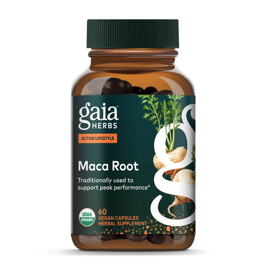 Gaia Herbs Maca Root – Koffeinfreies Energiepräparat – Traditionell zur Unterstützung von Energie und Ausdauer* – Aus Bio-Maca-Wurzel (Lepidium meyenii) – 60 vegane Kapseln (60 Portionen)