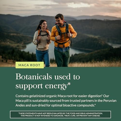 Gaia Herbs Maca Root – Koffeinfreies Energiepräparat – Traditionell zur Unterstützung von Energie und Ausdauer* – Aus Bio-Maca-Wurzel (Lepidium meyenii) – 60 vegane Kapseln (60 Portionen)