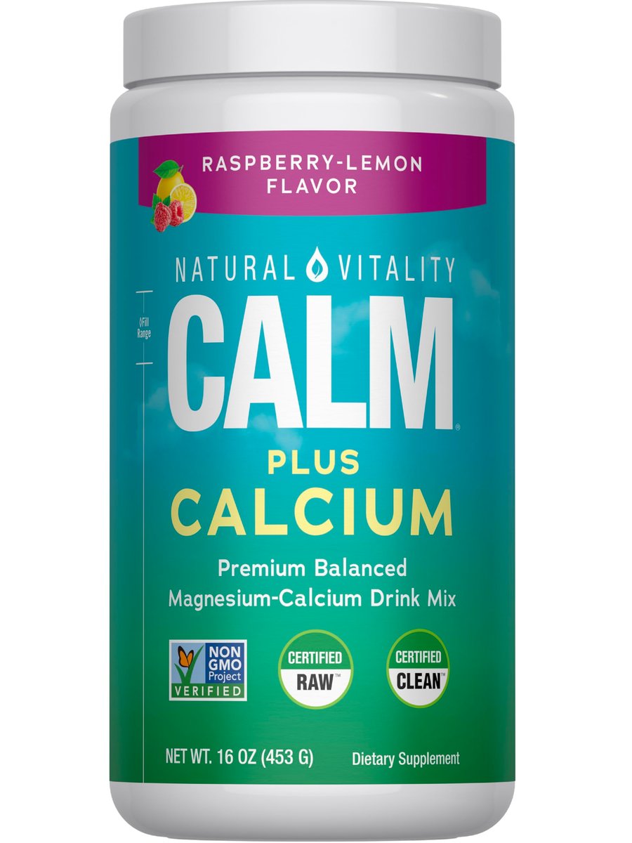 Natural Vitality Calm, Magnesium- & Calcium-Getränkepulver, Unterstützt eine gesunde Stressreaktion, glutenfrei, vegan & nicht-GVO, Himbeer-Zitrone, 454 g