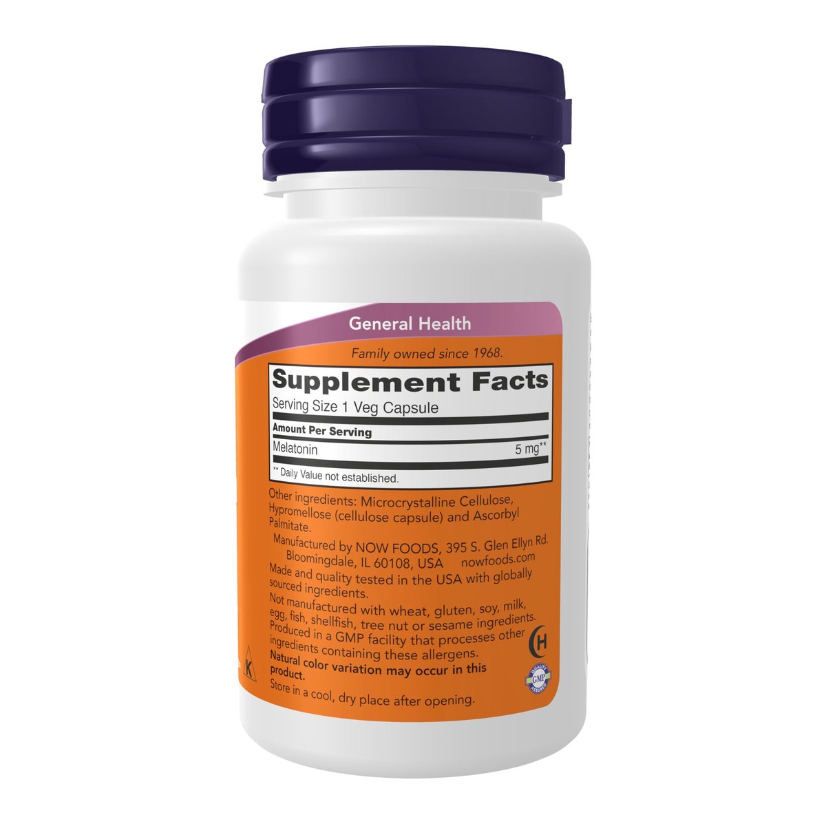 NOW Foods Melatonin 5 mg – 60 vegane Kapseln für gesunden Schlafzyklus und antioxidative Unterstützung