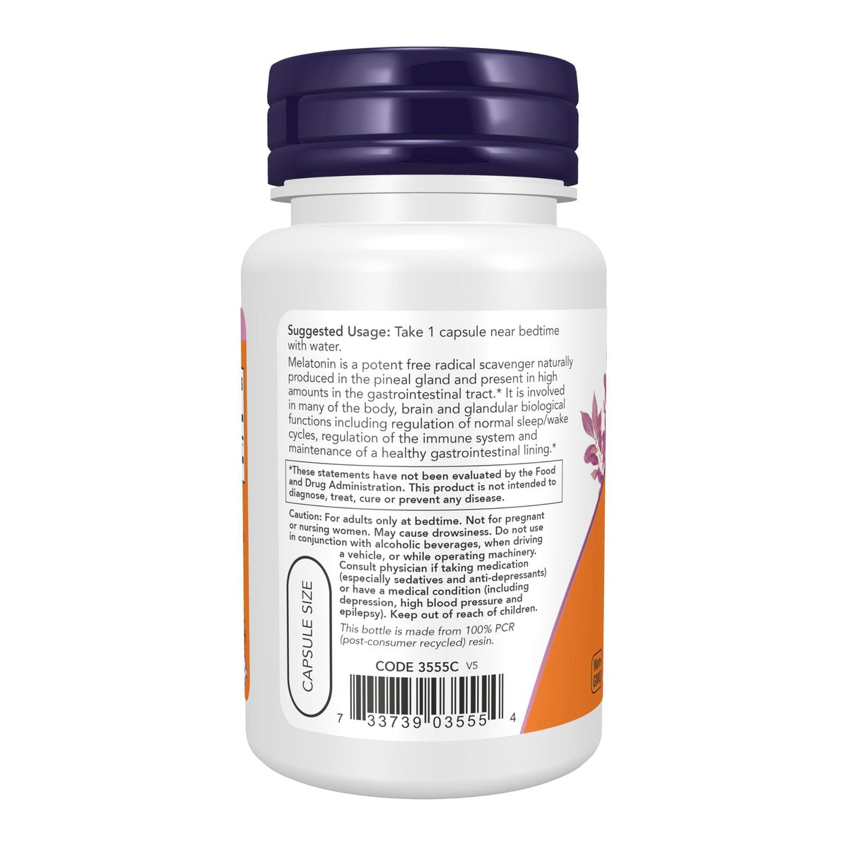 NOW Foods Melatonin 5 mg – 60 vegane Kapseln für gesunden Schlafzyklus und antioxidative Unterstützung