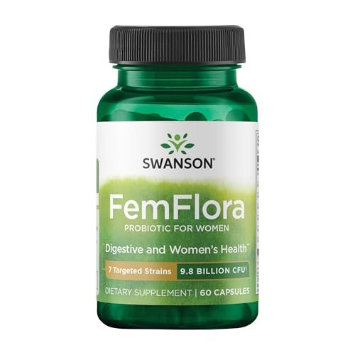 Swanson FemFlora Frauen Probiotikum – 9 Milliarden KBE pro Kapsel, 60 Kapseln – Unterstützung für Verdauungs-, Harn- und Vaginalgesundheit