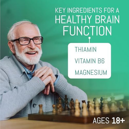FITINA Gehirn Nahrungsergänzung mit Vitamin B6 & Thiamin für Gedächtnis, Konzentration und kognitive Unterstützung | Hochdosierte B-Vitamine für Nervensystem und Gehirngesundheit, tägliche Formel für Erwachsene, 100 Tabletten (1-Pack)