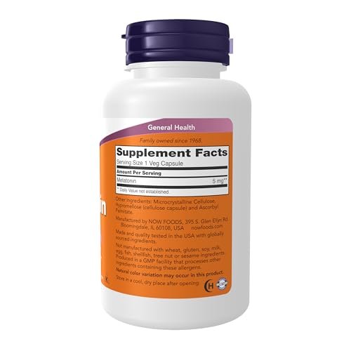 NOW Foods Melatonin 5 mg, 180 Kapseln – Unterstützt gesunden Schlafzyklus und wirkt als Antioxidans