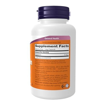 NOW Foods Melatonin 5 mg, 180 Kapseln – Unterstützt gesunden Schlafzyklus und wirkt als Antioxidans