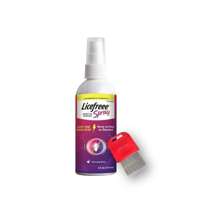 Licefreee Spray! Kopflausbehandlung für Erwachsene und Kinder – Inklusive professionellem Metall-Nit- und Lauskamm, 177 ml