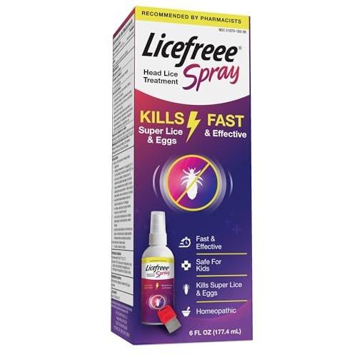 Licefreee Spray! Kopflausbehandlung für Erwachsene und Kinder – Inklusive professionellem Metall-Nit- und Lauskamm, 177 ml