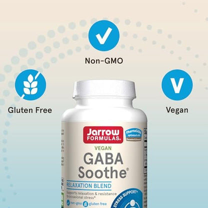 Jarrow Formulas® GABA Soothe® – Nahrungsergänzungsmittel zur Entspannung und Stressbewältigung, 30 vegane Kapseln, 30-Tage-Vorrat