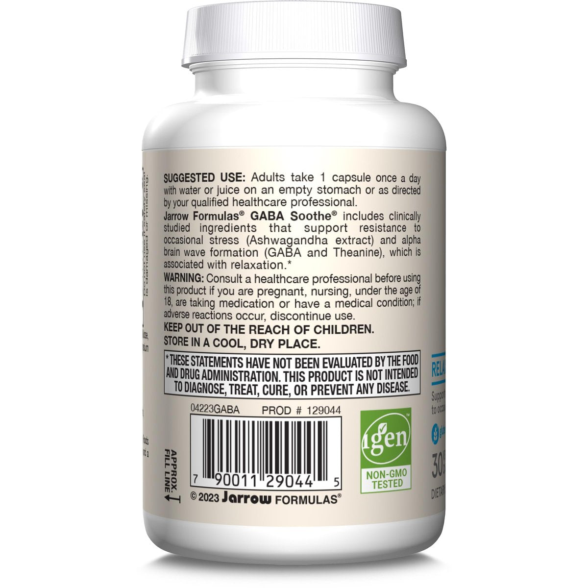 Jarrow Formulas® GABA Soothe® – Nahrungsergänzungsmittel zur Entspannung und Stressbewältigung, 30 vegane Kapseln, 30-Tage-Vorrat