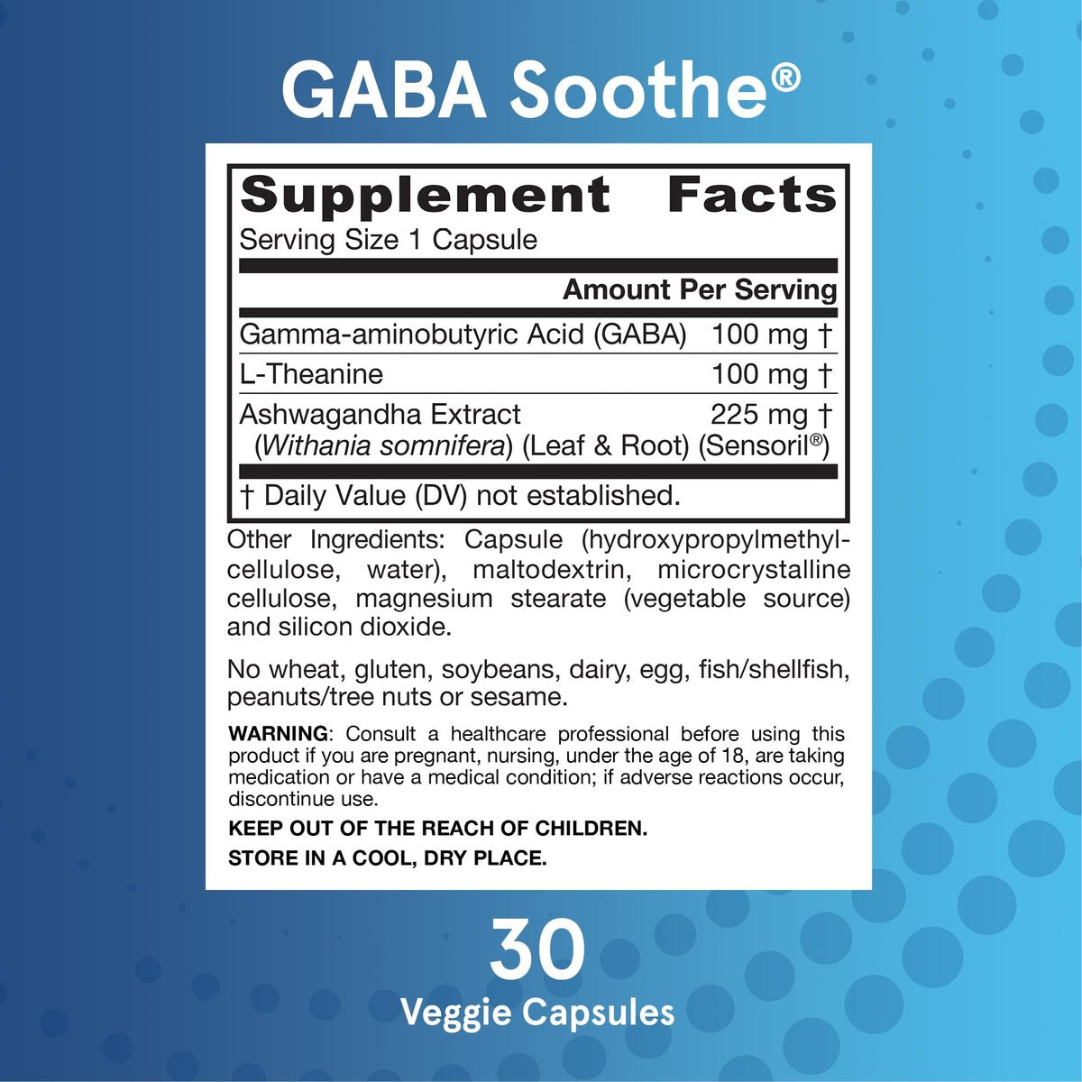 Jarrow Formulas® GABA Soothe® – Nahrungsergänzungsmittel zur Entspannung und Stressbewältigung, 30 vegane Kapseln, 30-Tage-Vorrat