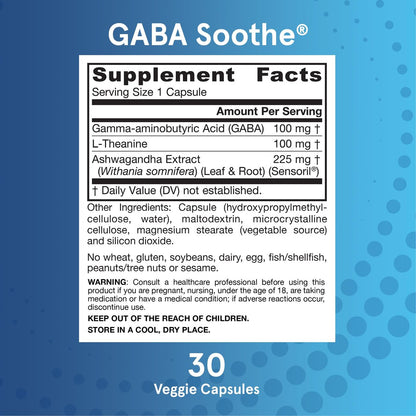 Jarrow Formulas® GABA Soothe® – Nahrungsergänzungsmittel zur Entspannung und Stressbewältigung, 30 vegane Kapseln, 30-Tage-Vorrat
