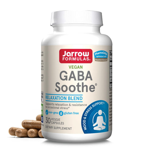 Jarrow Formulas® GABA Soothe® – Nahrungsergänzungsmittel zur Entspannung und Stressbewältigung, 30 vegane Kapseln, 30-Tage-Vorrat