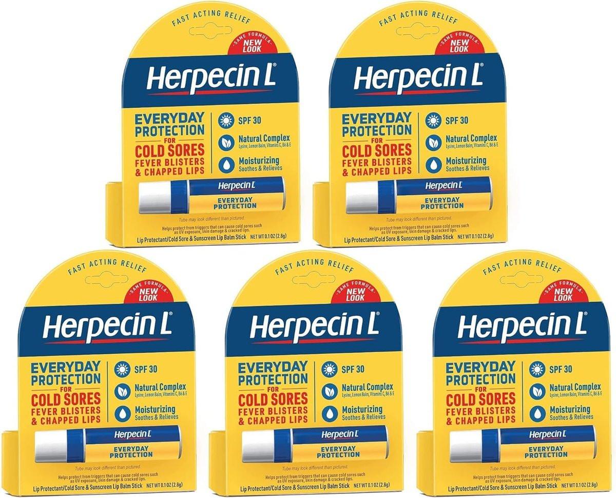 Herpecin L SPF 30 Lippenbalsam 0,1 Unzen (5er-Pack) – Sonnenschutz und Pflege für empfindliche Lippen
