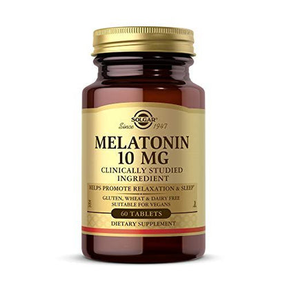 Solgar Melatonin 10 mg – Hochdosiertes Melatonin zur Förderung von Entspannung und Schlaf, klinisch geprüfter Inhaltsstoff, vegan, 60 Tabletten